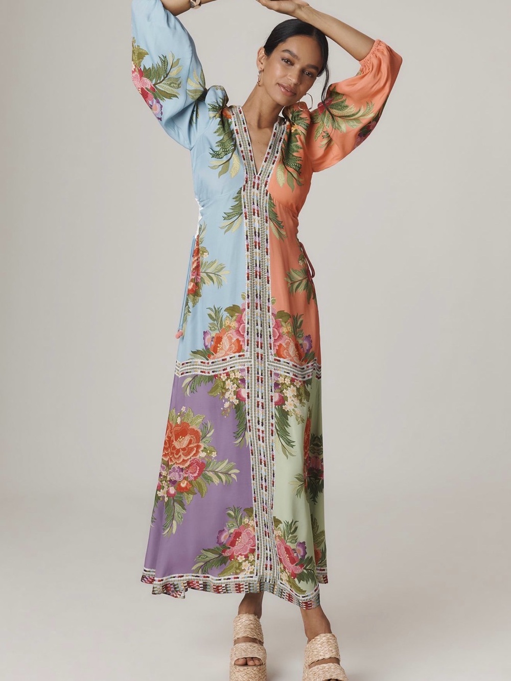 Farm Rio x Anthropologie long-sleeve v-neck maxi dress - Picture 2 of 12